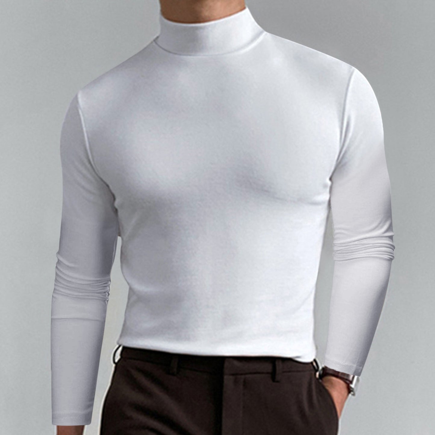 Men's High-Quality Turtleneck Sweater Made from Fine Cotton Blend Ivyshape