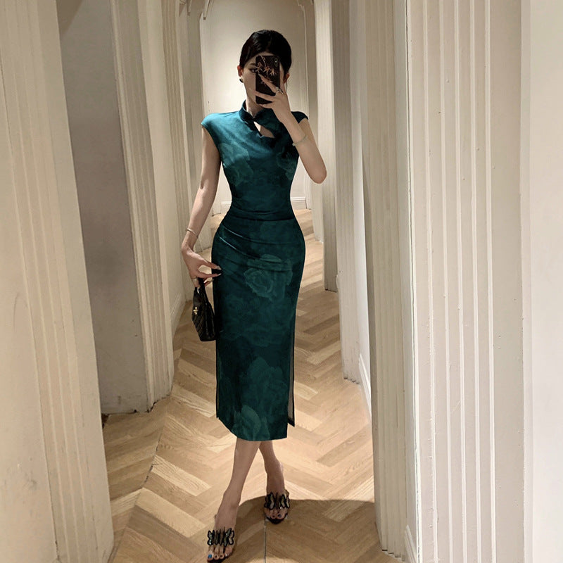 IvyShape | Slim Fit Mid-Length Qipao Dress