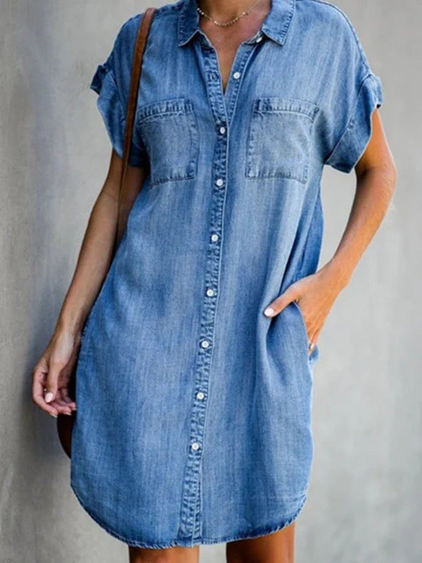 Ivyshape | Mid-Length Dress In Regular Denim