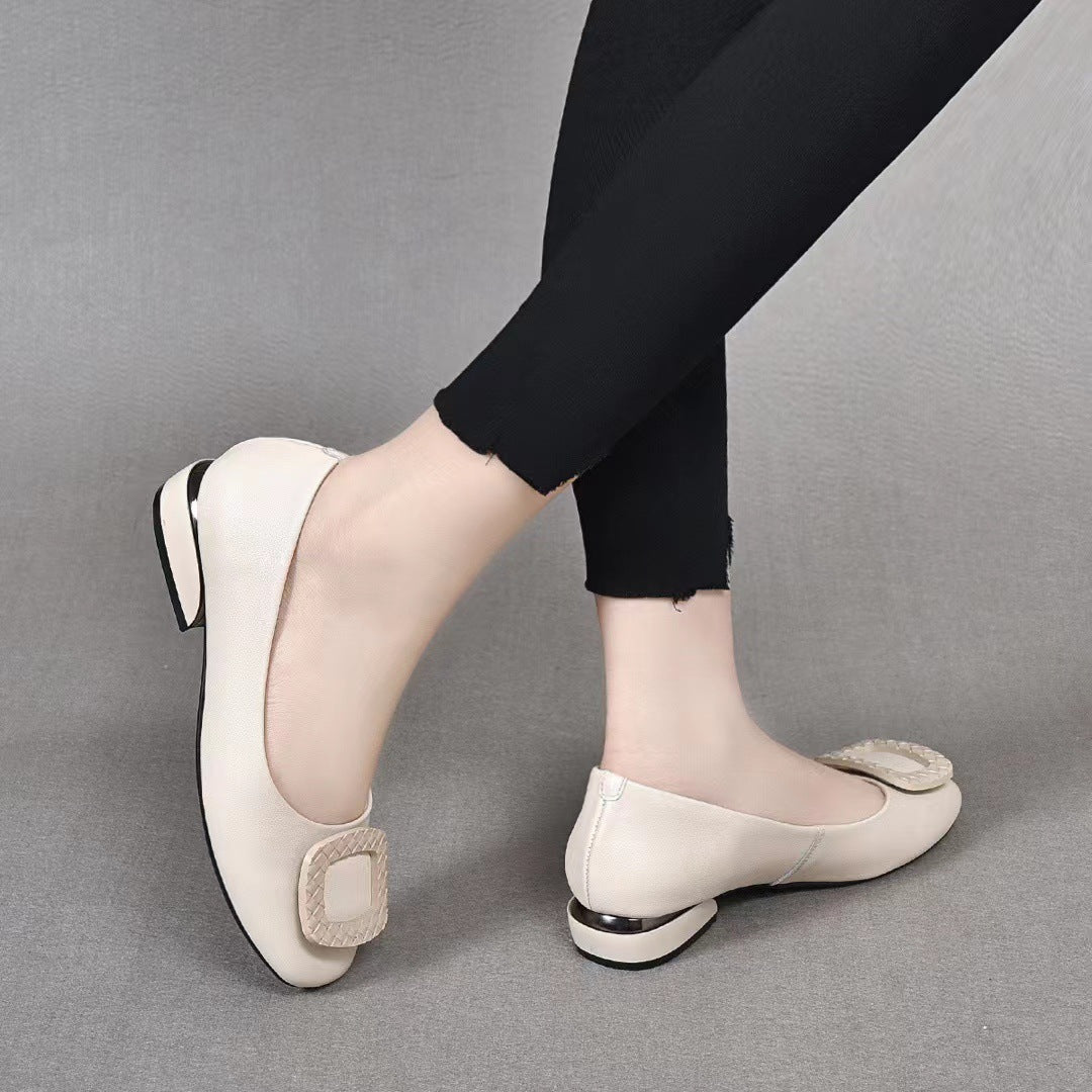 Ivyshape | Women's Stylish Doll Shoes Leather