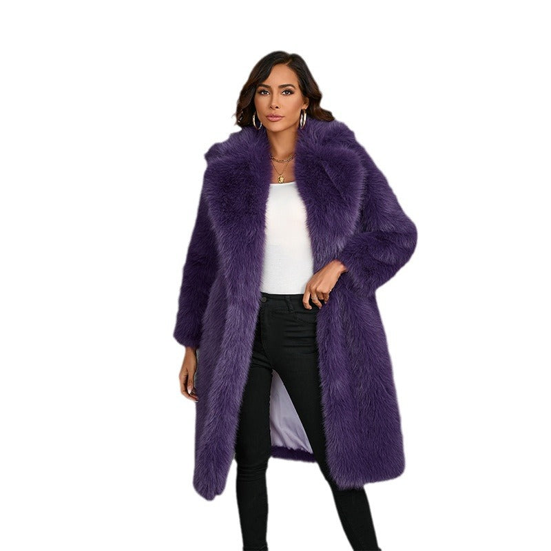 Women Luxurious Faux Fur Coat with Elegant Cut Ivyshape