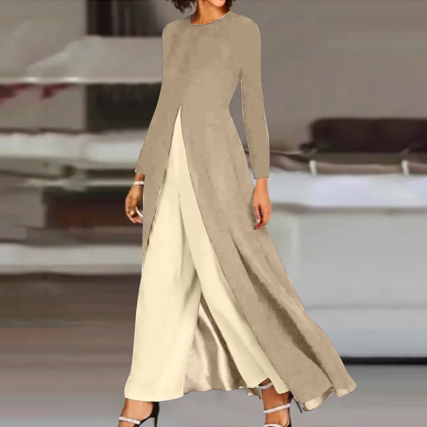 Ladies' fashionable ensemble with asymmetrical cut Ivyshape