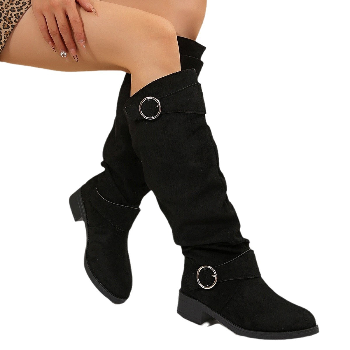 Ladies fashionable over-knee boots made of suede Ivyshape