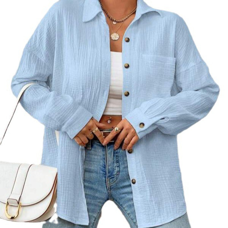 Women's Casual Overshirt Blouse with Button Details Ivyshape