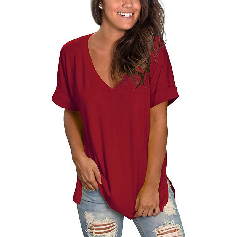 Women's Relaxed Fit V-Neck T-Shirt Ivyshape