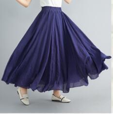 Women's Maxi Skirt with Flowing Hem and Elastic Waistband Ivyshape