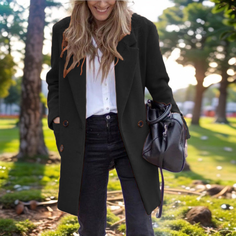 Women elegant wool overcoat Ivyshape