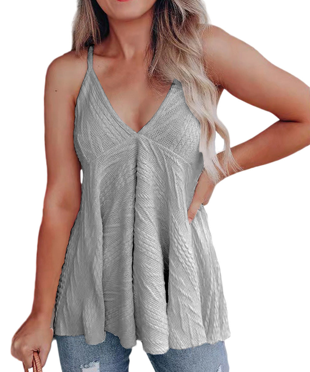 Women's Casual Knit V-Neck Tank Top Ivyshape