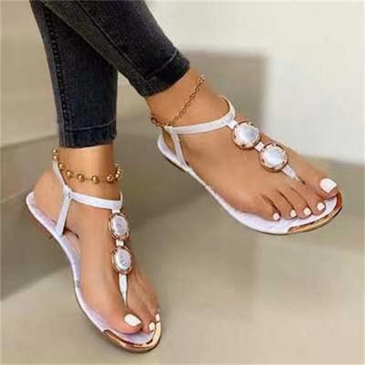 Women Elegant Thong Sandals with Embellished Strap Design Ivyshape