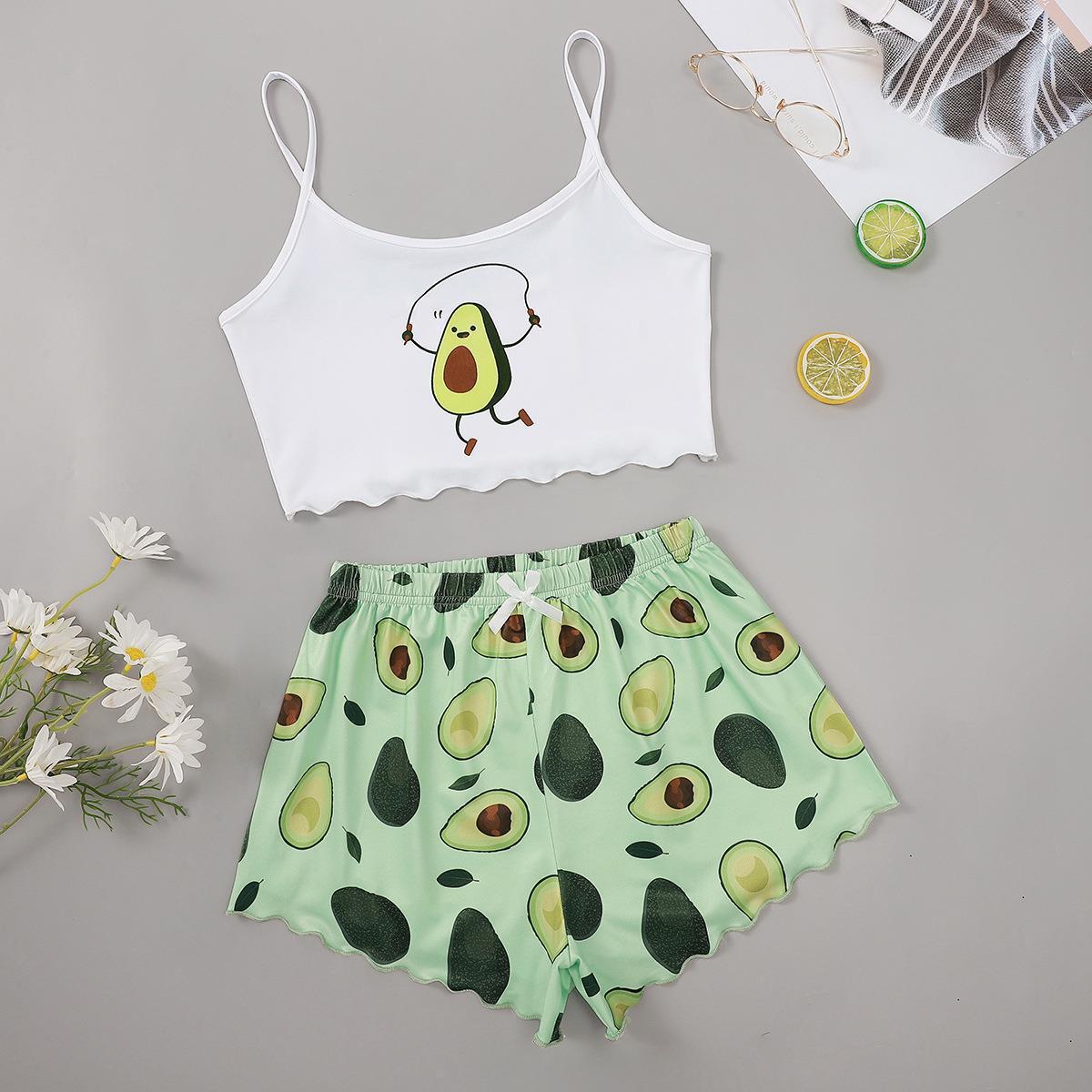 Women's Leisure Loungewear Set with Avocado Motif Ivyshape