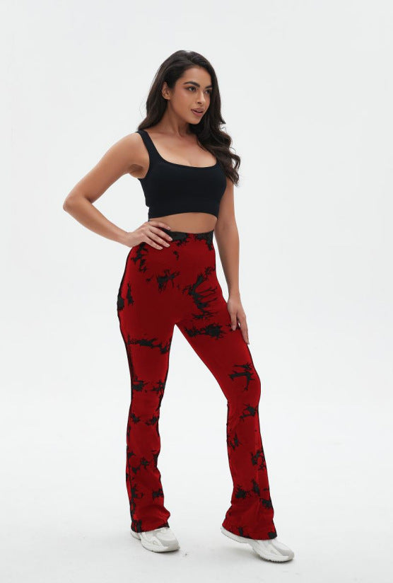 Women's Sporty Wide-Leg Training Pants with Fashionable Tie-Dye Pattern Ivyshape