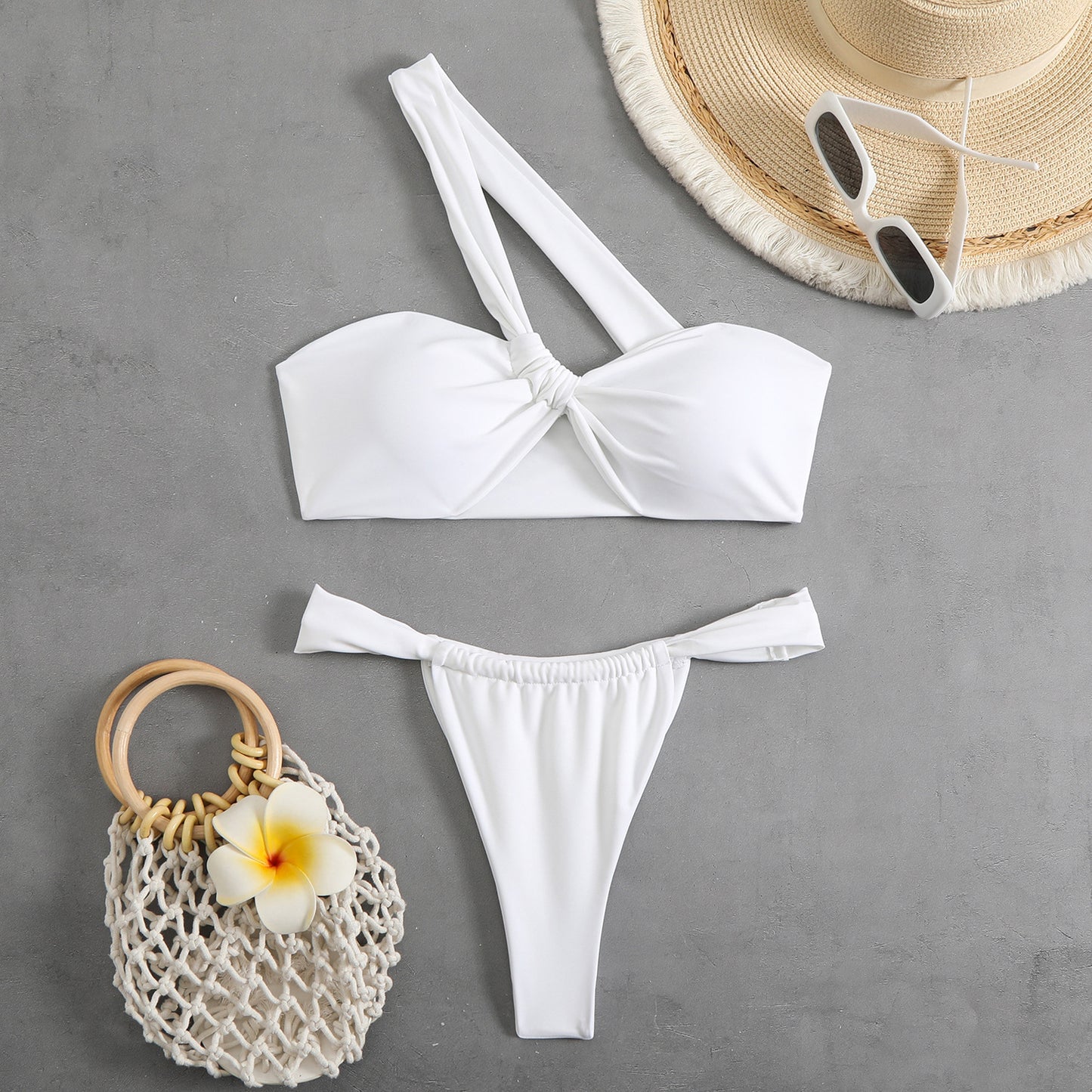 Ladies bandeau bikini with innovative wrap detail and asymmetrical straps Ivyshape