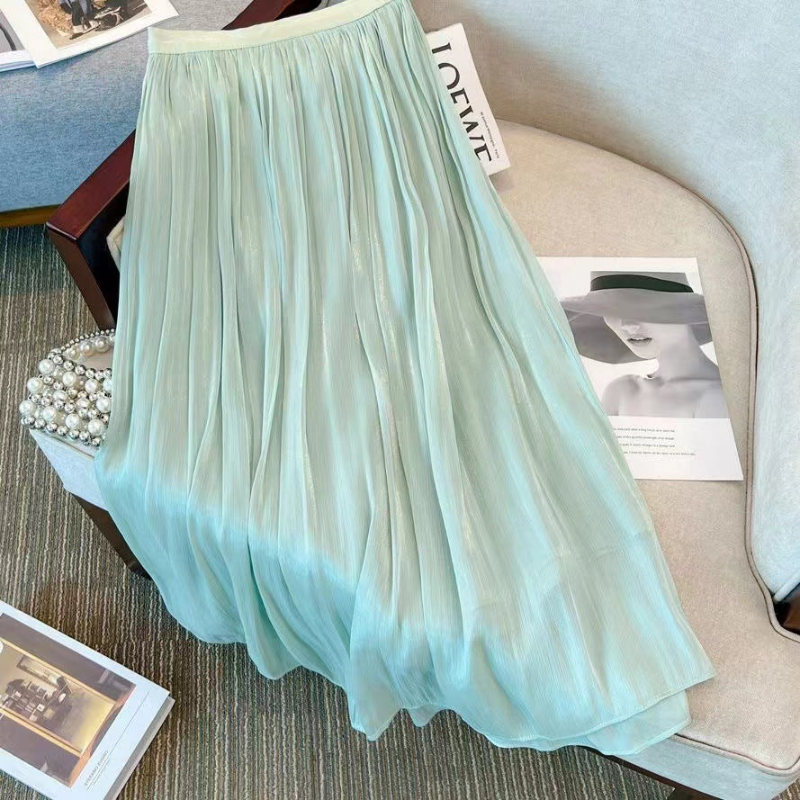 Women's Airy Pleated Skirt Made of Fine Chiffon Ivyshape