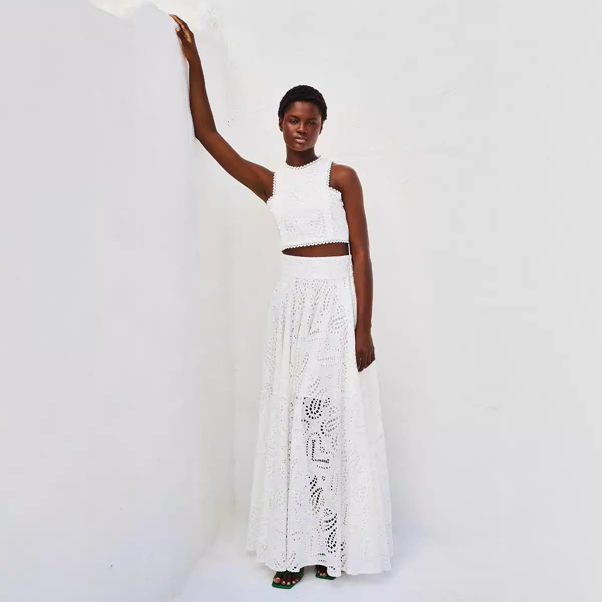 Women Elegant Two-Piece Set with Airy Lace Structure Ivyshape