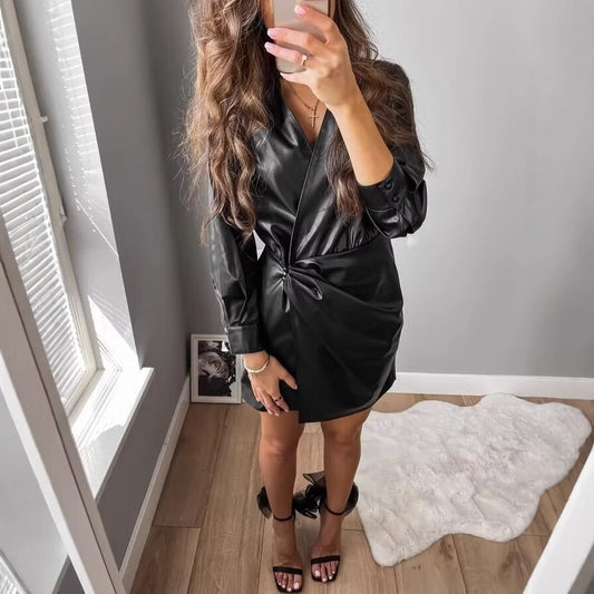 Women Faux Leather Coat Ivyshape