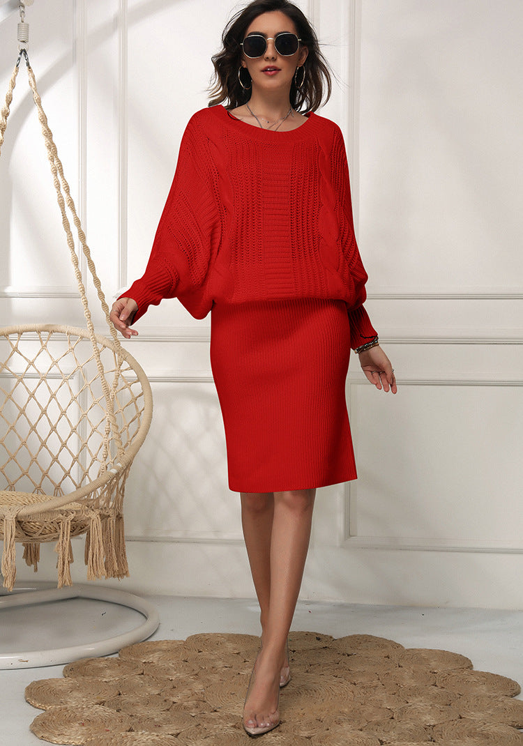 IvyShape | Loose Batwing Sleeve Sweater Dress