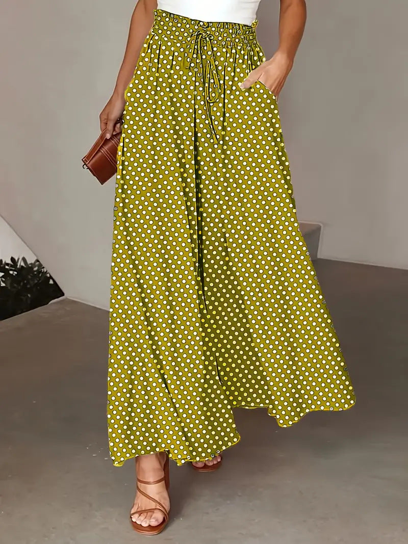 Ladies Wide Leg Polka Dot Pants Ivyshape