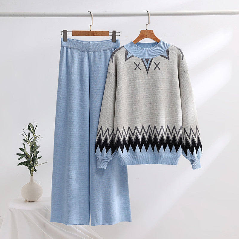 IvyShape | Loose Sweater and Wide Pants Set