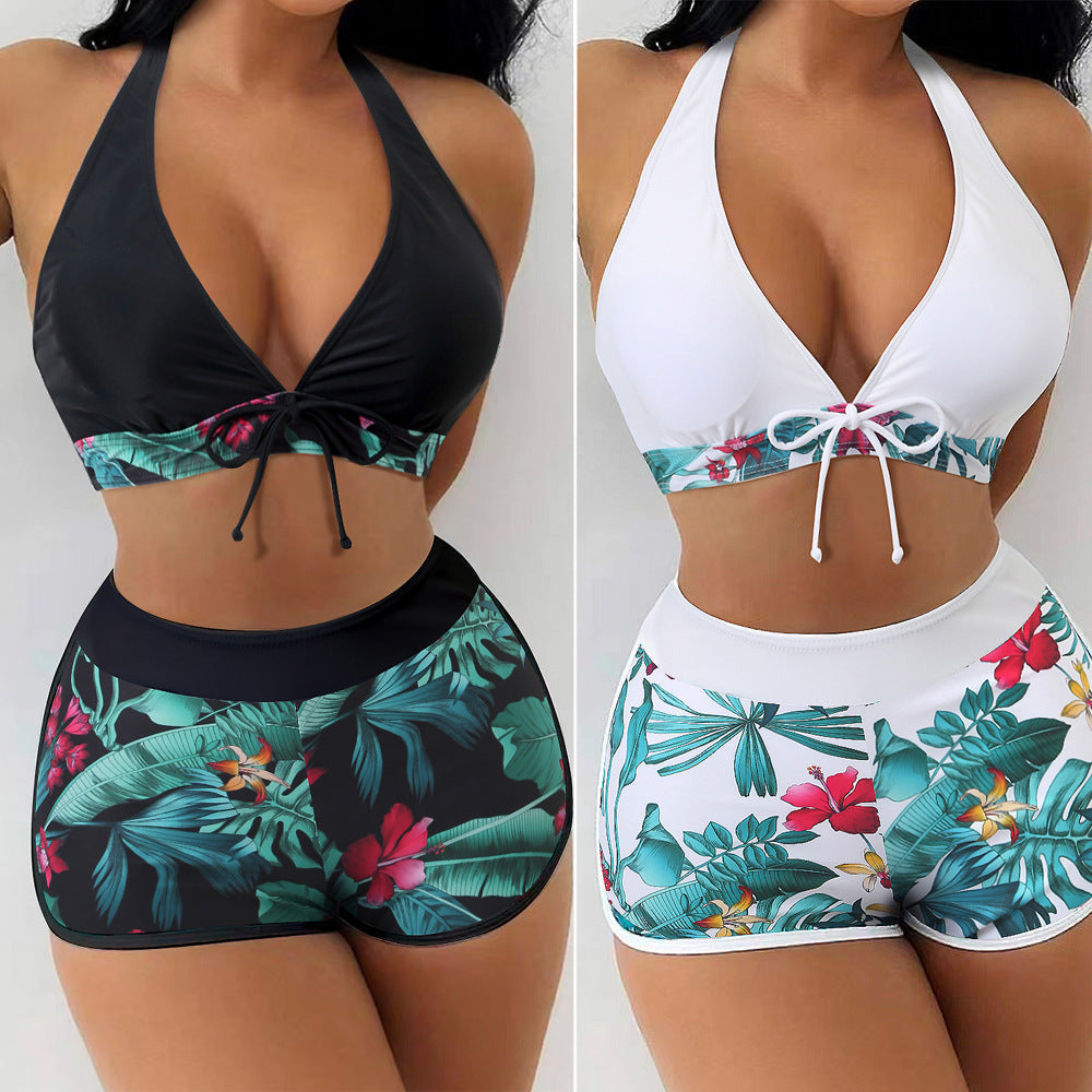 Women’s bikini set with stylish halter neck top and sporty shorts Ivyshape