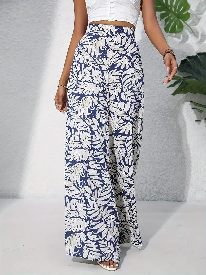 Women's maxi skirt with tropical leaf pattern Ivyshape