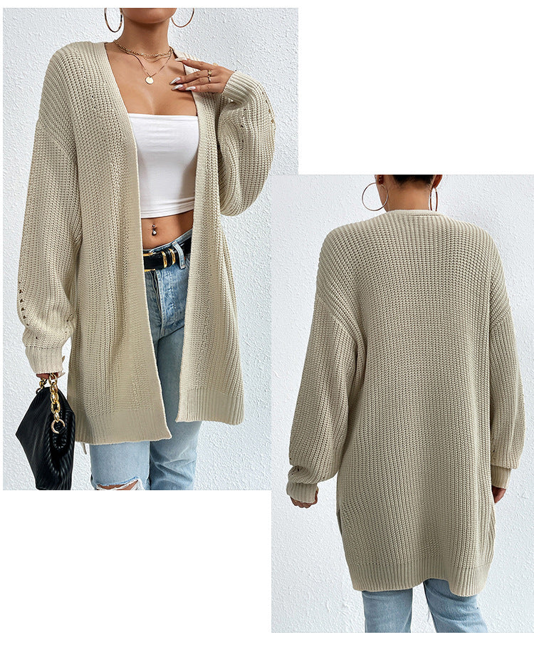 IvyShape | Casual V-Neck Solid Color Knitted Coat