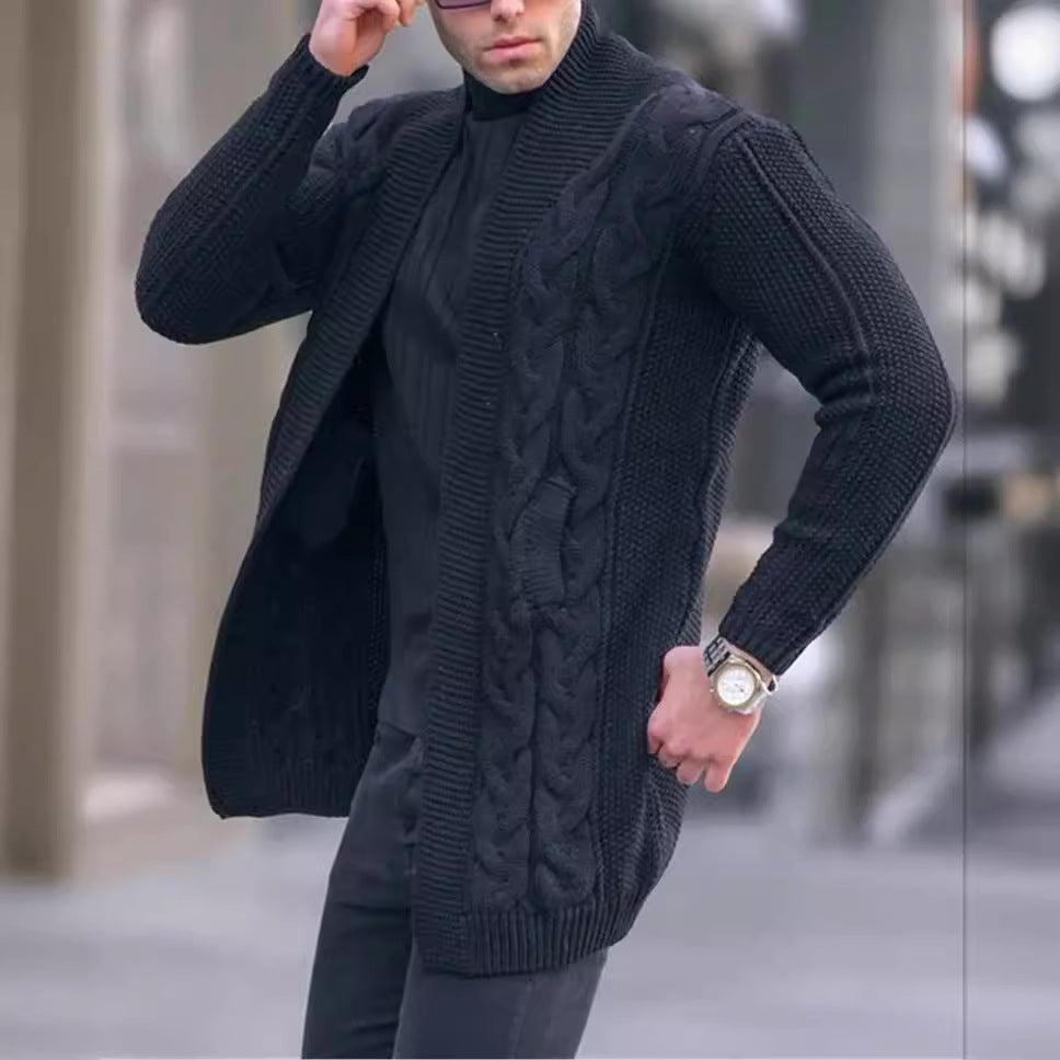 Men's chunky knit cardigan with trendy cable pattern and casual cut Ivyshape