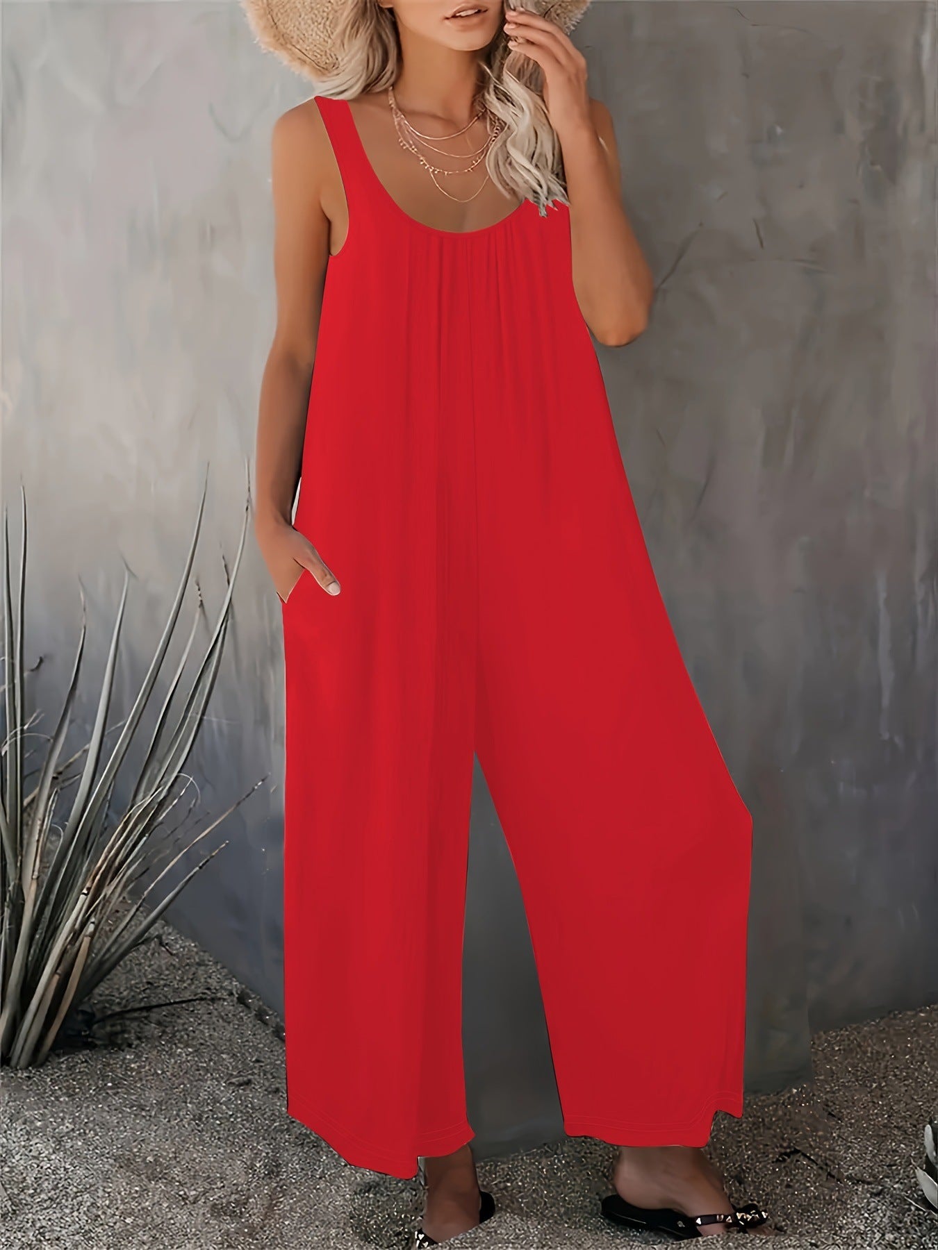 IvyShape | Relaxed Casual Sleeveless Vest Jumpsuit