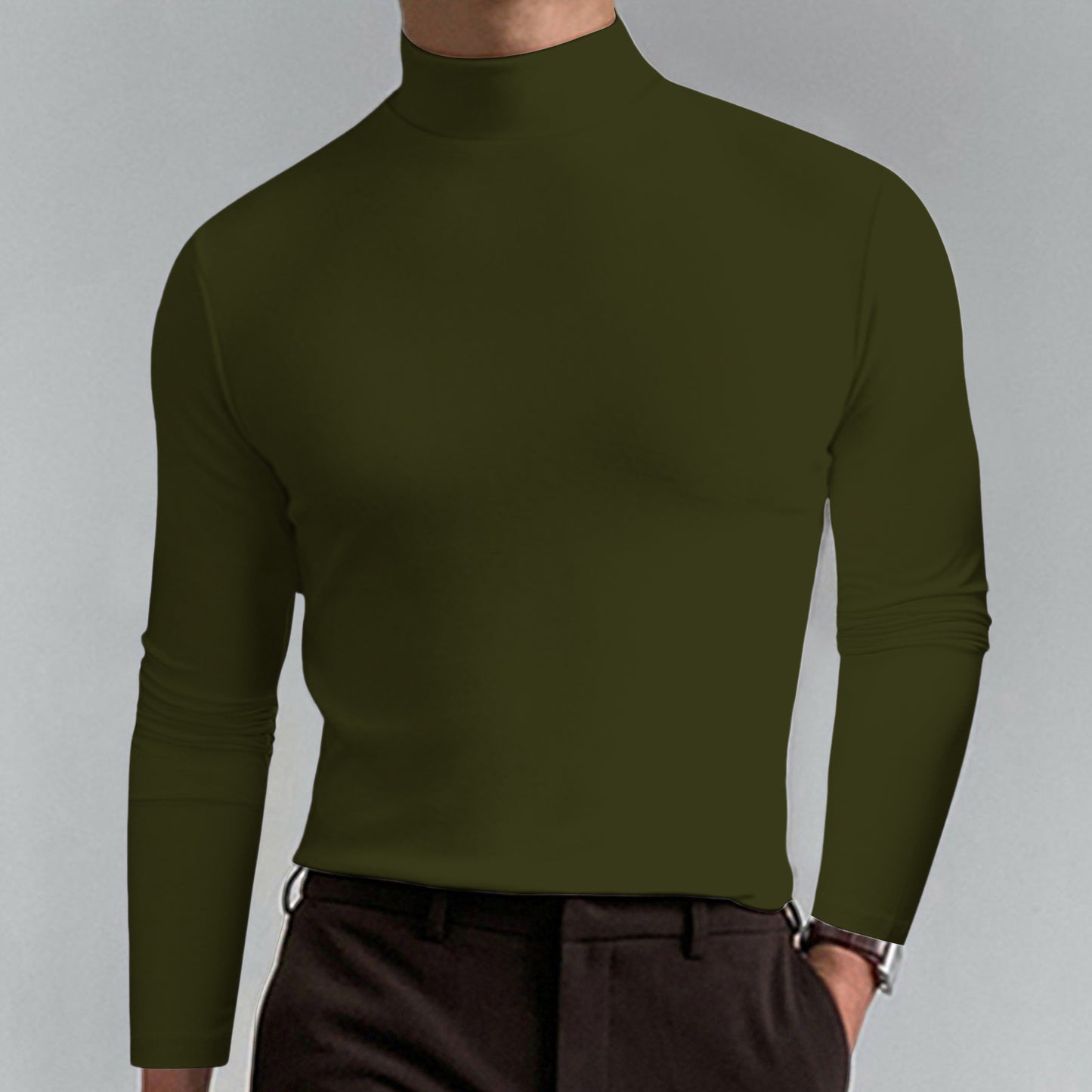 Men's High-Quality Turtleneck Sweater Made from Fine Cotton Blend Ivyshape