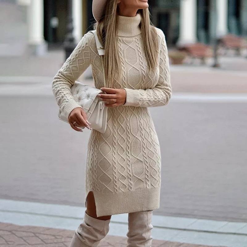 IvyShape | Warm Autumn Winter Sweater Dress for Women