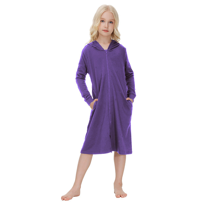 Women’s Hooded Nightgown with Zipper Ivyshape