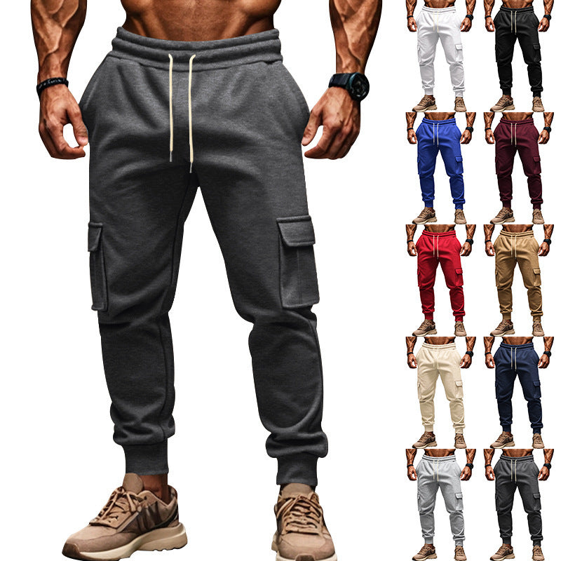 Men's cargo leisure pants with adjustable waistband and functional pockets Ivyshape
