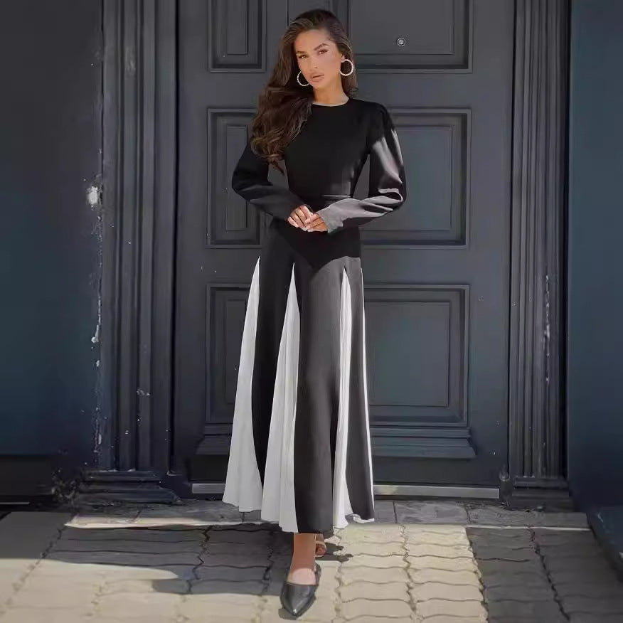 Women Elegant Long Sleeve Dress with Puff Sleeves and Flowing Hem Ivyshape