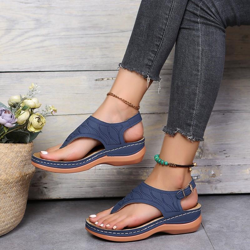 Ladies Comfortable Thong Sandals with Adjustable Strap and Soft Footbed Ivyshape