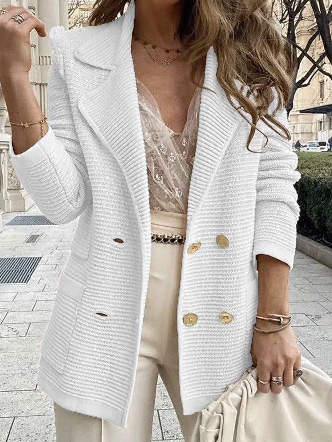 Women Elegant Structured Blazer with Playful Classic Button Details Ivyshape