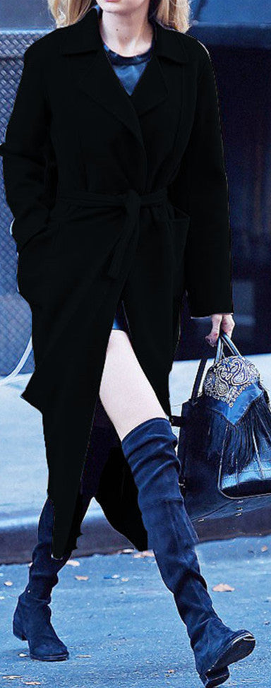 Women elegant transitional coat with belt Ivyshape