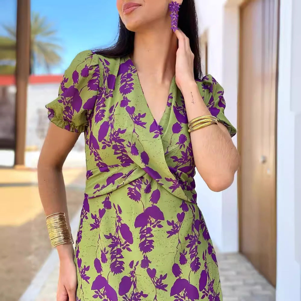 Women Floral Wrap Maxi Dress Ivyshape