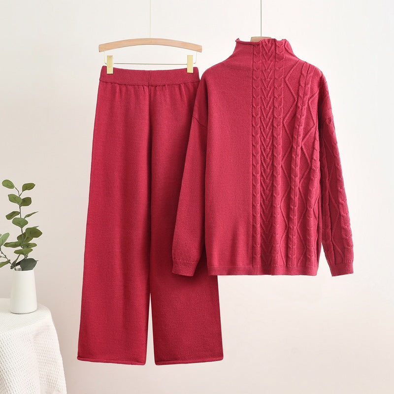 IvyShape | Combined warm turtleneck sweater and pants set