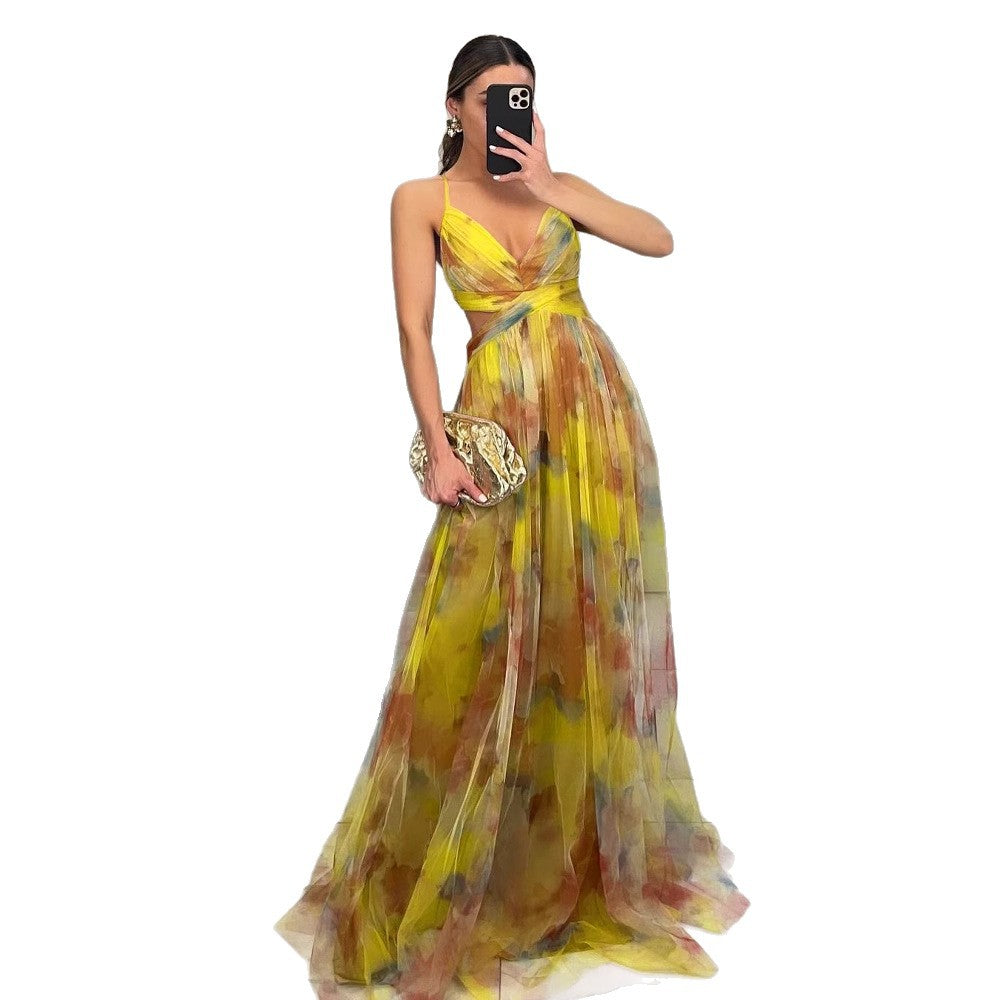 Maxi dress for women with twisted front detail Ivyshape