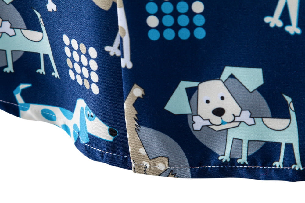 Men's short-sleeve shirt with creative dog design and loose fit Ivyshape