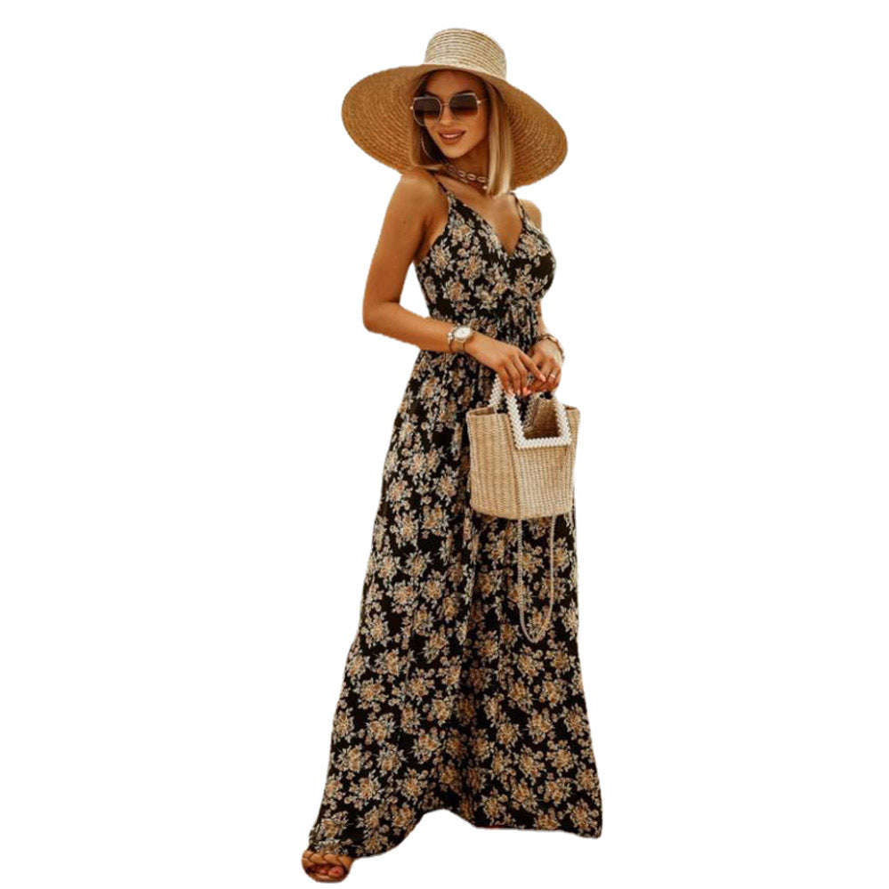 Women Tropical Print Maxi Dress Ivyshape