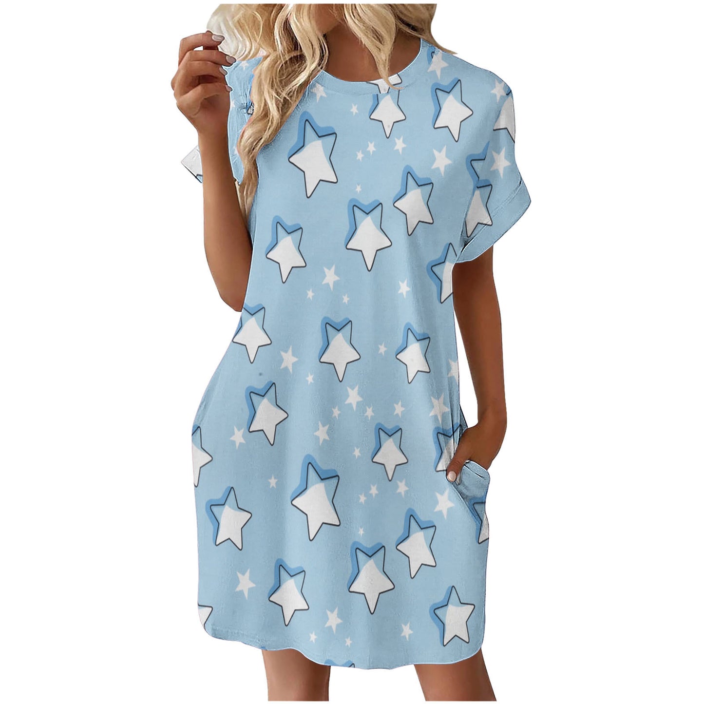 Women's Short Sleeve Casual Shift Dress with Pockets Ivyshape