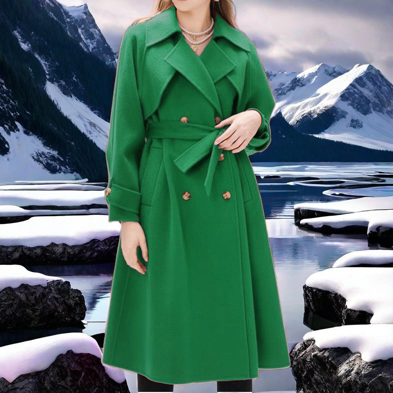 Women elegant trench coat with double button placket and fitted cut Ivyshape