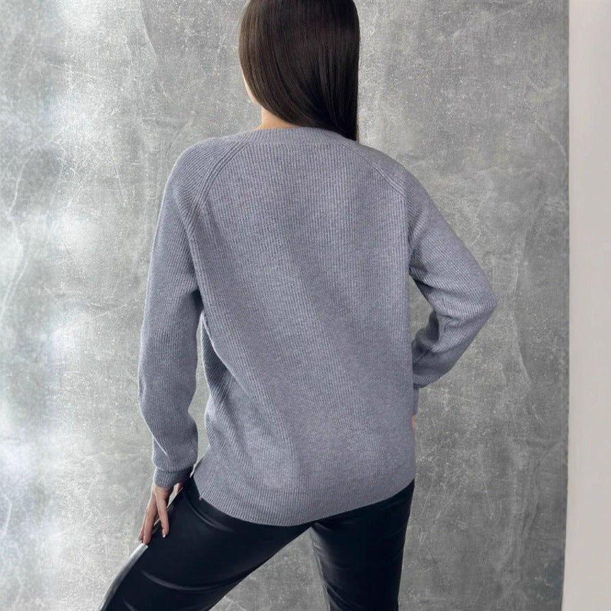 Women V-Neck Sweater Ivyshape