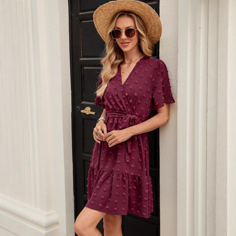 Women Elegant Wrap Dress with Tiered Skirt Ivyshape