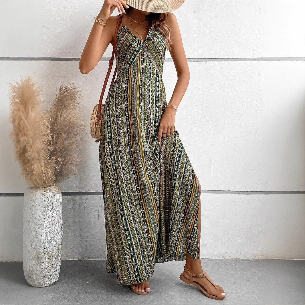 Women's maxi dress with modern wrap design and flared skirt Ivyshape