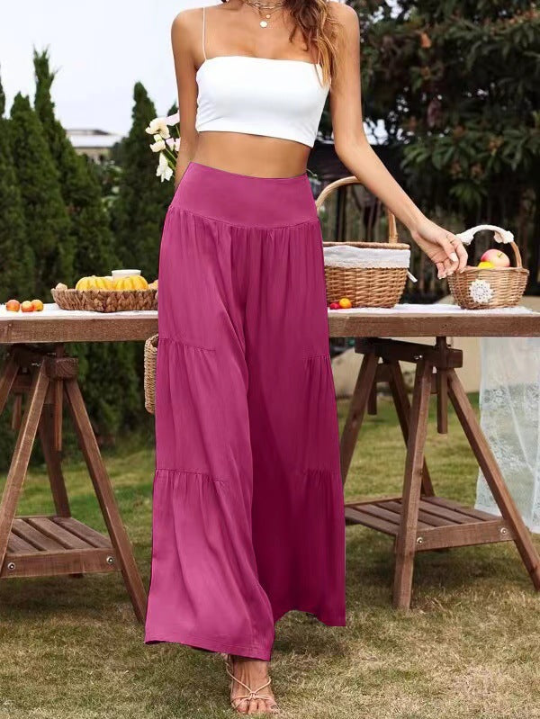 High-waisted tiered maxi pants for ladies Ivyshape