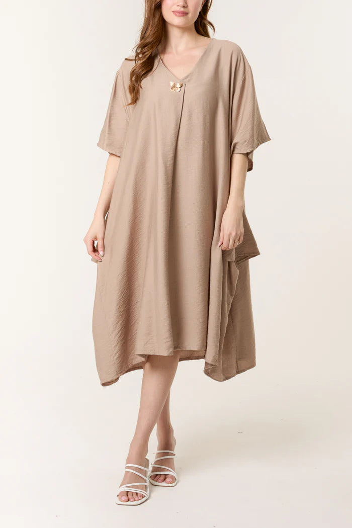 Women Casual V Neck Maxi Tunic Dress Ivyshape