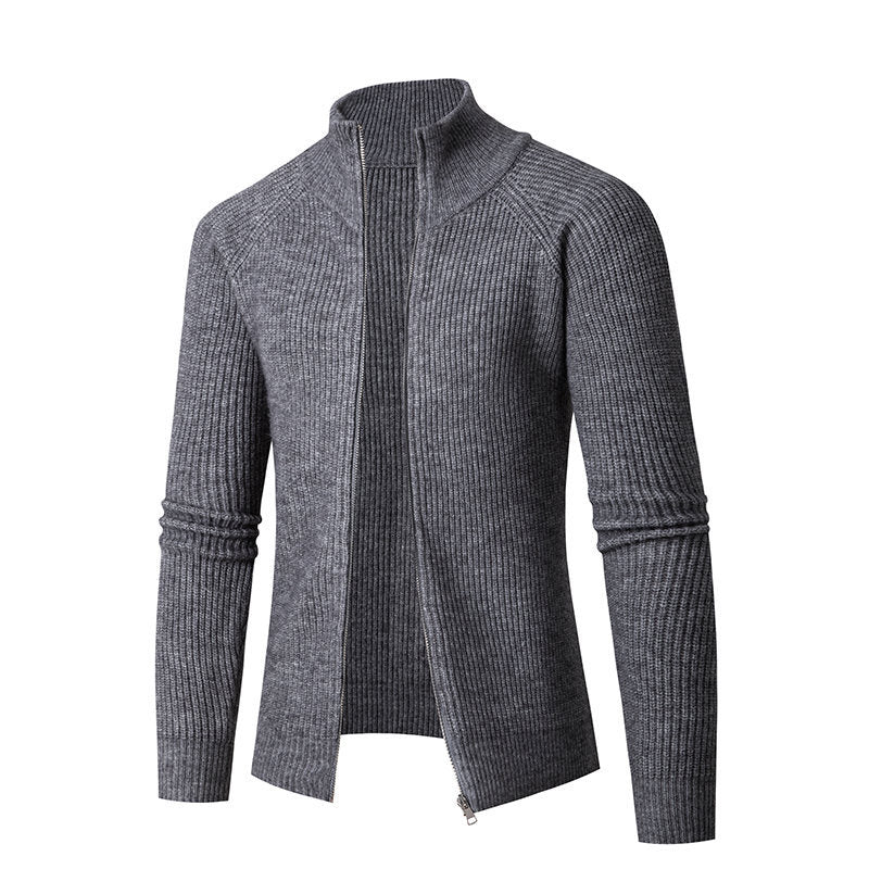 Men's fashionable cardigan with full zip and high collar Ivyshape