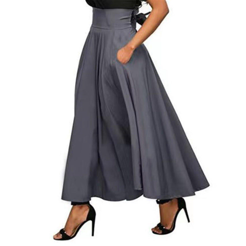 Women's wide-cut palazzo pants with elegant pockets and high waistband Ivyshape