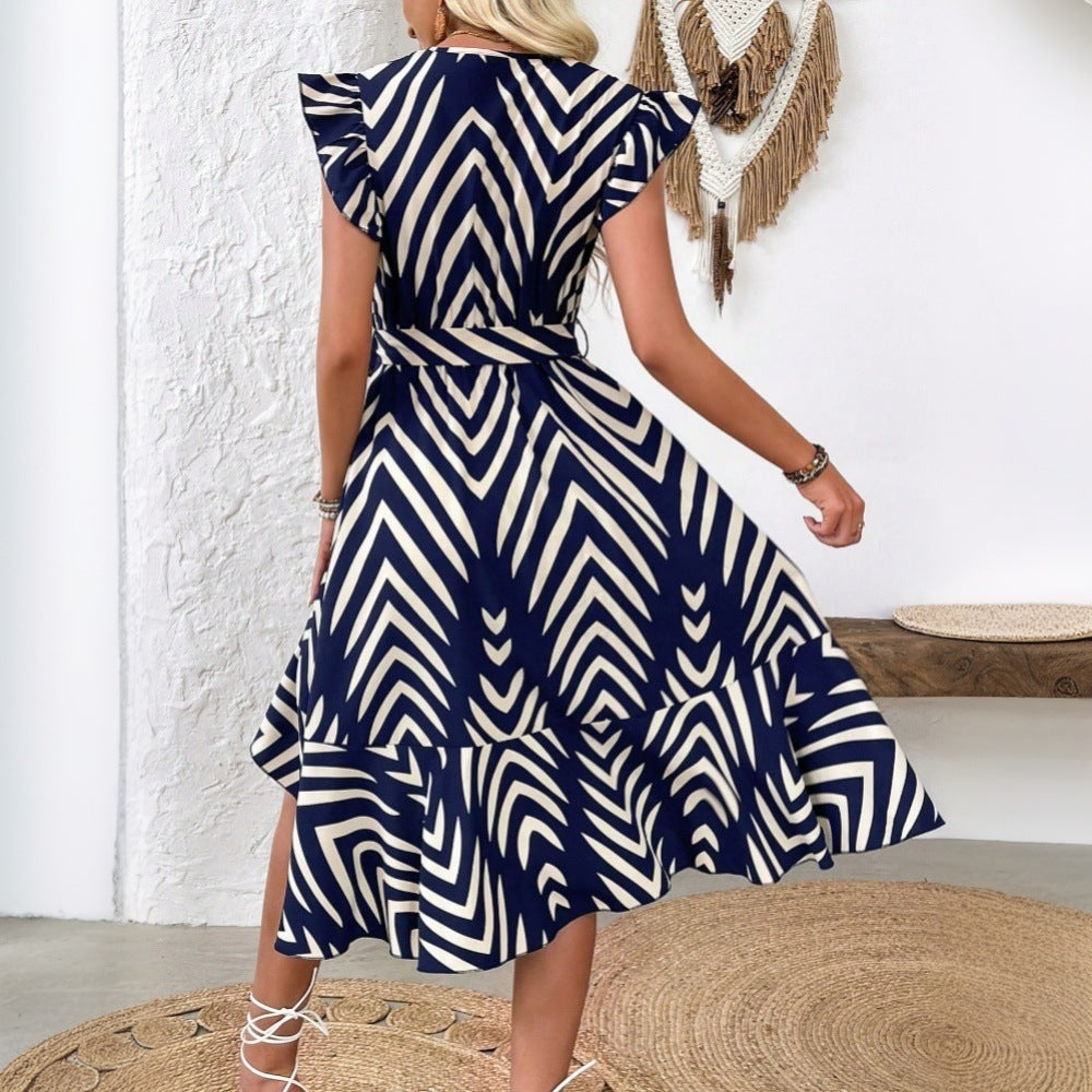 IvyShape | Irregular Striped Midi Dress